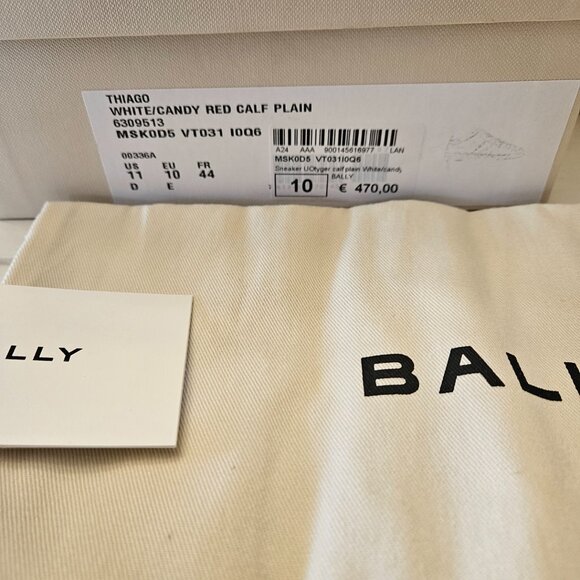 Bally Spring Summer 2024 Sneaker in Candy Red and White Leather Size 11 US - Picture 3 of 7